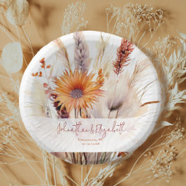 Autumn Boho Floral Wedding | weiß Pappteller