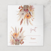 Autumn Boho Floral Wedding | weiß Platzkarte (Außenseite Aufgefaltet)