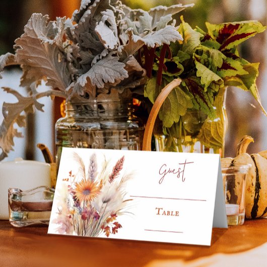 Autumn Boho Floral Wedding | weiß Platzkarte