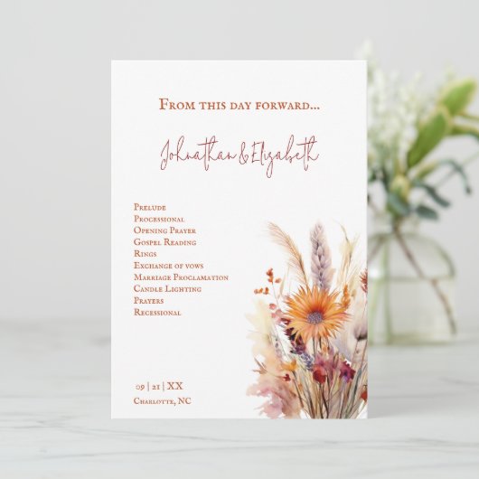 Autumn Boho Floral Wedding | weiß Programm (Stehend Vorderseite)