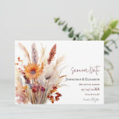 Autumn Boho Floral | Weißes Save the Date (Stehend Vorderseite)