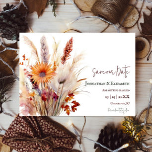Autumn Boho Floral   Weißes Save the Date