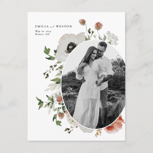 Autumn Boho Hochzeit im Herbst Save the Date Postc Postkarte (Vorderseite)