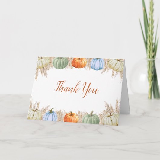 Autumn Boho Pampas Grass Thank You Card | Fall Dankeskarte (Vorderseite)