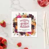 Autumn Boho Personalisiert Floral Erntedank Serviette (Beispiel)