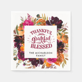 Autumn Boho Personalisiert Floral Erntedank Serviette