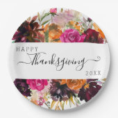 Autumn Boho Watercolor Erntedank Pappteller (Vorderseite)