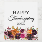 Autumn Boho Watercolor Erntedank Weinetikett (Einzelnes Label)