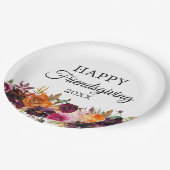 Autumn Boho Watercolor Floral Friendsgiving Pappteller (Schrägansicht)