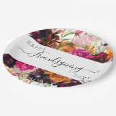 Autumn Boho Watercolor Floral Friendsgiving Pappteller (Schrägansicht)