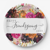 Autumn Boho Watercolor Floral Friendsgiving Pappteller (Vorderseite)