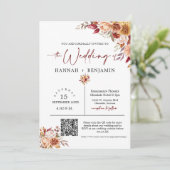 Autumn Boho Wedding Modern Minimal QR Code Foto Einladung (Stehend Vorderseite)
