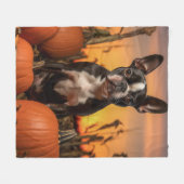 Autumn Boston Terrier Fleecedecke (Vorderseite (Horizontal))