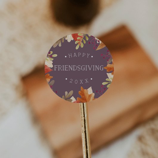 Autumn Bounty | Happy Friendsgiving Runder Aufkleber