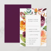 Autumn Bouquet RSVP Card mit Essensauswahl Karte (Vorne/Hinten)