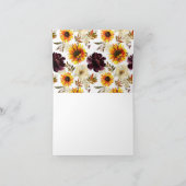 Autumn Bouquet Sunflowers Blumengrün Vielen Dank Dankeskarte (Innenseite)