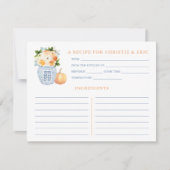 Autumn Brautparty Florals Pumpkin Rezept Card Einladung (Vorderseite)
