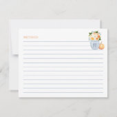 Autumn Brautparty Florals Pumpkin Rezept Card Einladung (Rückseite)