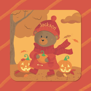Autumn Brown Bär Kid Sticker