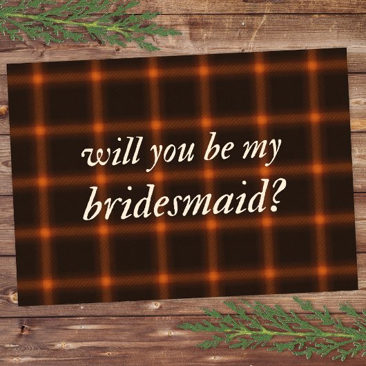 Autumn Brown Orange Flannel Eher mehr Bridesmaid Karte