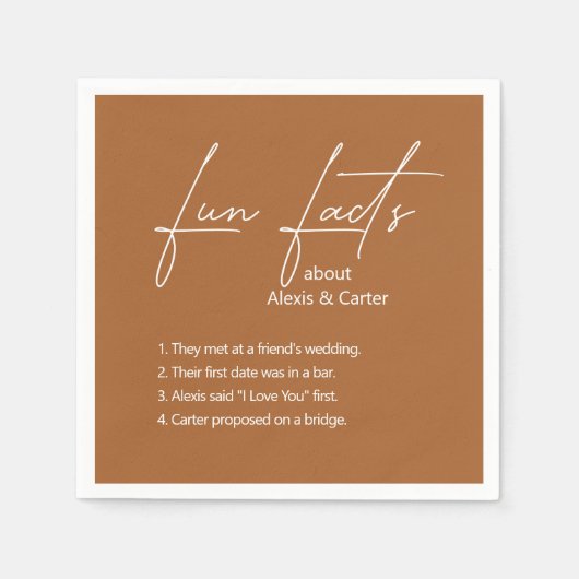 Autumn Brown Wedding Fun Fakten Serviette (Vorderseite)