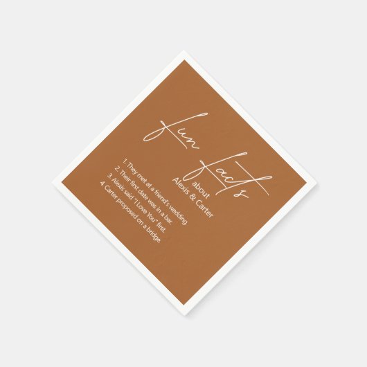 Autumn Brown Wedding Fun Fakten Serviette (Ecke)