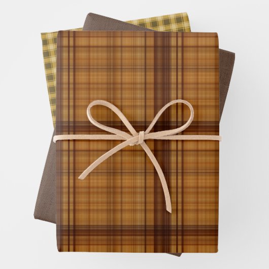 Autumn Browns Kariert Trio Geschenkpapier Set (Beispiel)