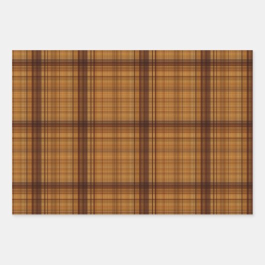 Autumn Browns Kariert Trio Geschenkpapier Set (Vorderseite)
