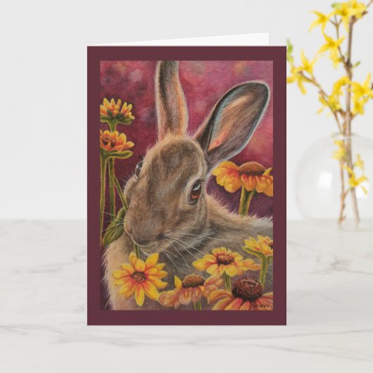 Autumn Bunny Rabbit Yellow Flowers Karte (Gelbe Blume)