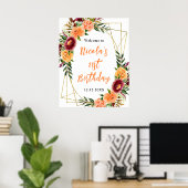 Autumn Burgundy and Orange Birthday Welcome Poster (Heimbüro)