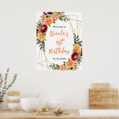 Autumn Burgundy and Orange Birthday Welcome Poster (Küche)