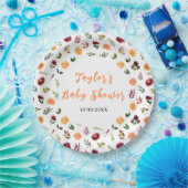 Autumn Burgundy and Orange Floral Baby Shower Pappteller (Party)