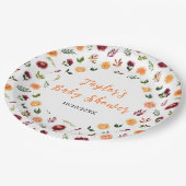 Autumn Burgundy and Orange Floral Baby Shower Pappteller (Schrägansicht)