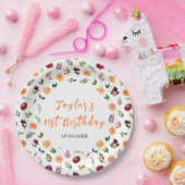 Autumn Burgundy and Orange Floral Birthday Pappteller (Party)