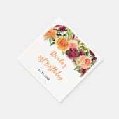 Autumn Burgundy and Orange Floral Birthday Serviette (Ecke)