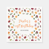 Autumn Burgundy and Orange Floral Birthday Serviette (Vorderseite)