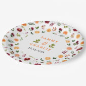 Autumn Burgundy and Orange Floral Wedding Pappteller (Schrägansicht)