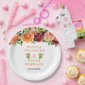 Autumn Burgundy and Orange Floral Wedding Pappteller (Party)