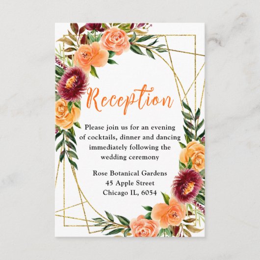 Autumn Burgundy and Orange Flowers Begleitkarte (Vorderseite)