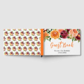 Autumn Burgundy and Orange Flowers Birthday  Gästebuch (Voll)