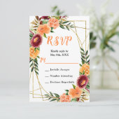 Autumn Burgundy and Orange Flowers RSVP Karte (Stehend Vorderseite)