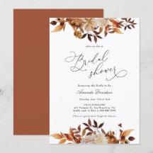 Autumn Burnt Orange Floral Boho Brautparty