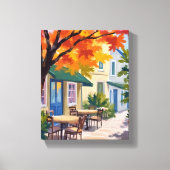 Autumn Cafe Watercolor Fall Foliage Leinwanddruck (Vorderseite)