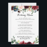 Autumn Calligraphy Wedding Kissing Menu Game Card<br><div class="desc">Diese Herbstkalligrafie Hochzeitsküsskarte eignet sich perfekt für einen modernen Hochzeitsempfang. Das Design ist bordeauxrot,  rot,  mariniert,  blau und rot,  strahlend und anmutig handbemalte Blume,  die die natürliche Schönheit inspiriere.</div>