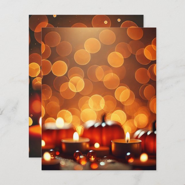 Autumn Candle Lit Pumpkins Bokeh Scrapbook Paper (Vorne/Hinten)