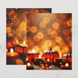 Autumn Candle Lit Pumpkins Bokeh Scrapbook Paper