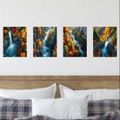 Autumn Canyon Waterfall – Vibrant Fall Forest Land Bilderwand Sets (Schlafzimmer)