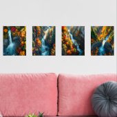 Autumn Canyon Waterfall – Vibrant Fall Forest Land Bilderwand Sets (Wohnzimmer)