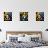 Autumn Canyon Waterfall – Vibrant Fall Forest Land Bilderwand Sets (Schlafzimmer)