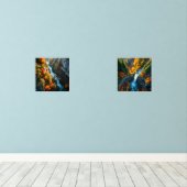 Autumn Canyon Waterfall – Vibrant Fall Forest Land Bilderwand Sets (Holzboden)